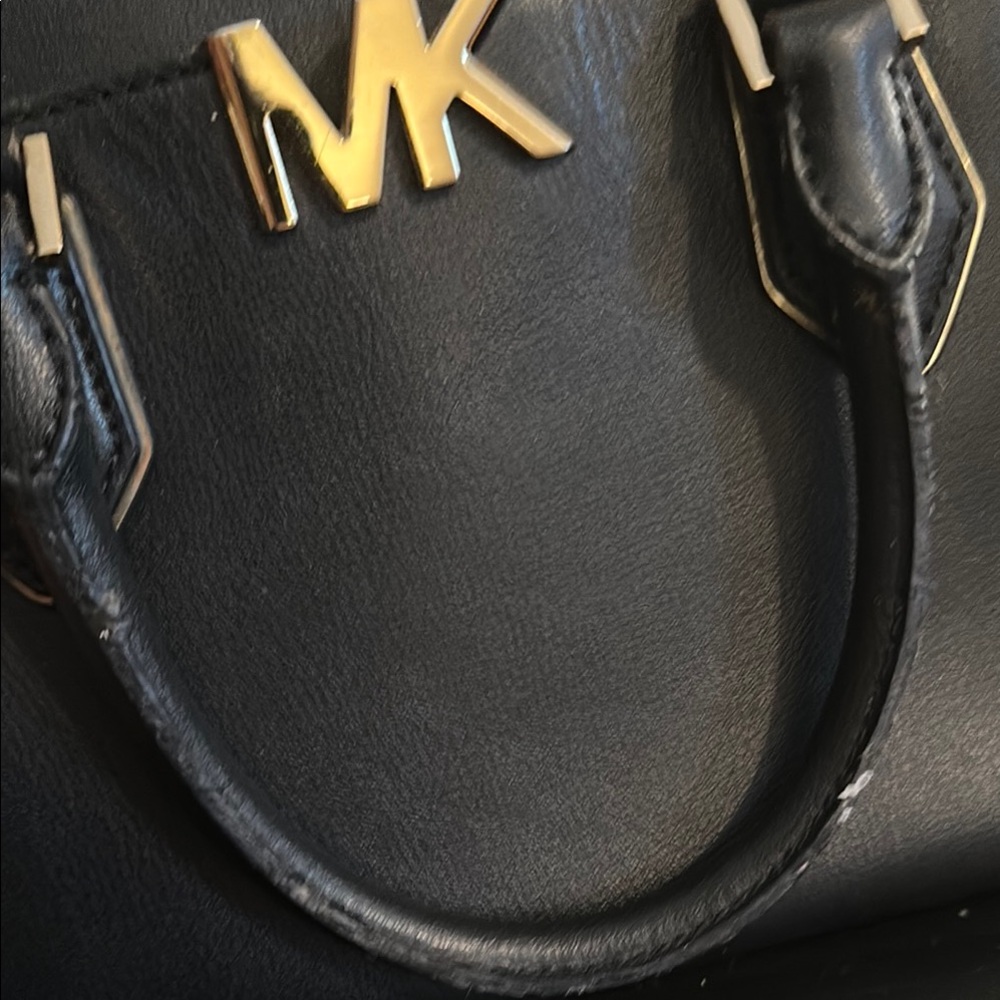 Michael Kors Navy Mini Satchel with Gold Accents - Picture 4 of 4